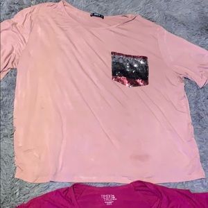 2 XL shirts  light pink and fuschia